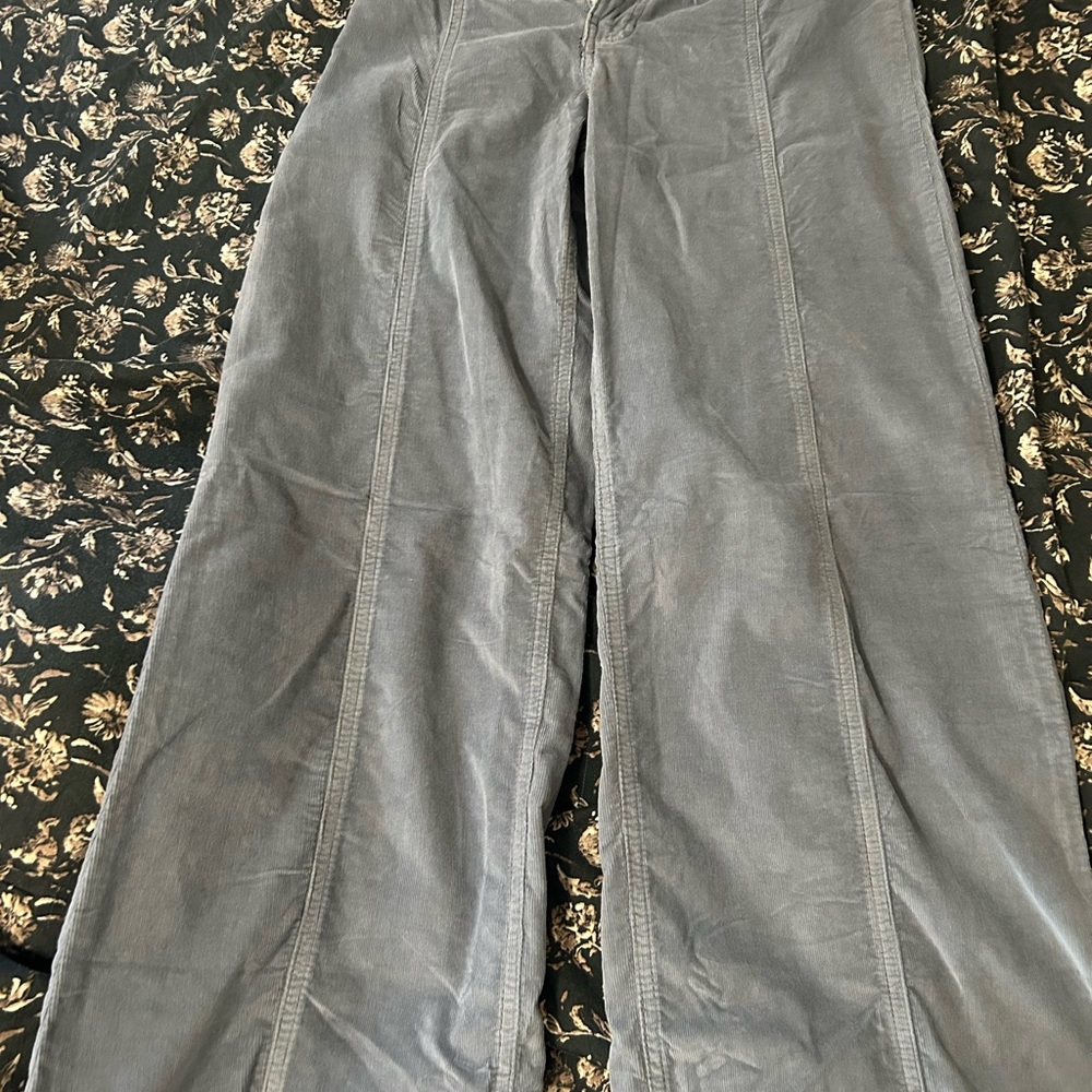 Wide Leg Corduroy Pants in Gray